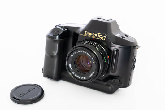 Canon T90 SLR 35mm Film Camera black Body w/ Canon new FD 50mm F1.8